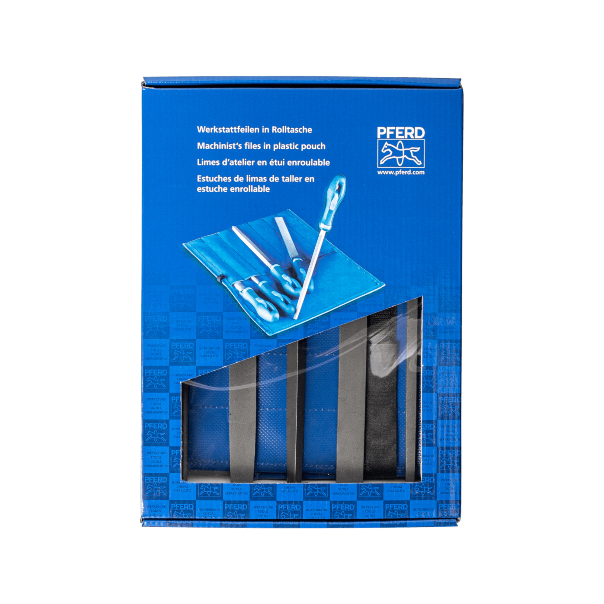 PFERD TOOLS Werkstattfeilen-Set WRU 5-tlg. in Rolltasche 200mm Hieb 3 für Feinbearbeitung, Schlichten