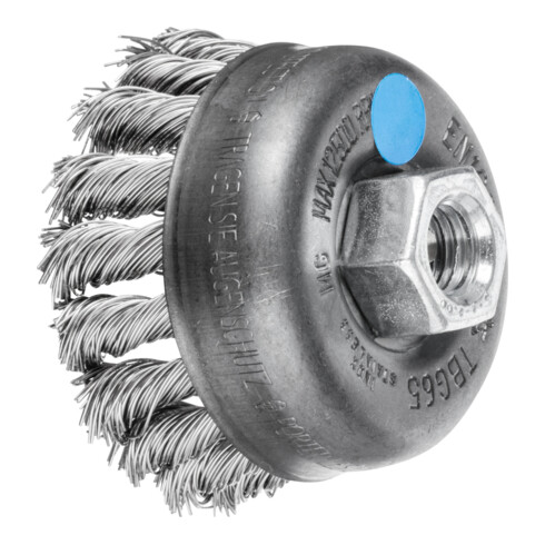 PFERD Topfbürste gezopft TBG Ø 65 mm M14 Edelstahl-Draht-Ø 0,50mm Winkelschleifer