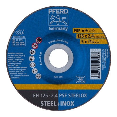 PFERD Trennscheibe EHT gerade Universallinie PSF STEEL für Stahl
