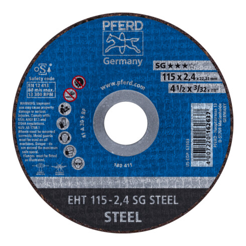 PFERD Trennscheibe EHT 115x2,4x22,23 mm gerade Leistungslinie SG STEEL für Stahl