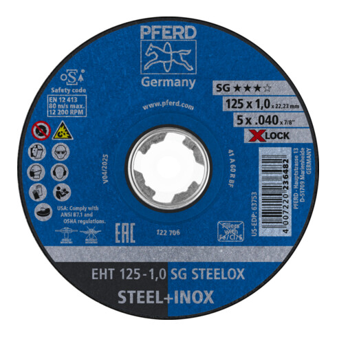 PFERD Trennscheibe EHT 125-1,0 SG STEELOX/X-LOCK