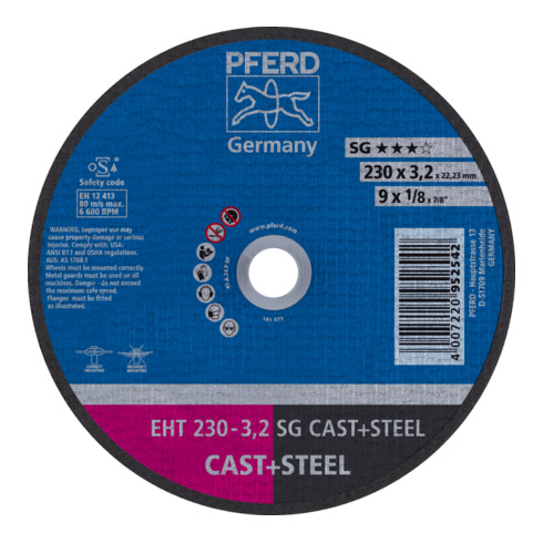PFERD Trennscheibe EHT 230x3,2x22,23 mm gerade Leistungslinie SG CAST+STEEL für Guss/Stahl