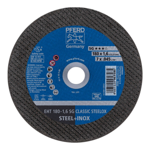 Pferd Trennscheibe gerade A46QSG-INOX 180x1,6mm