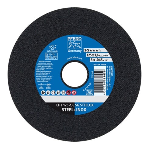 Pferd Trennscheibe gerade A46RSG-INOX 125x1,6mm