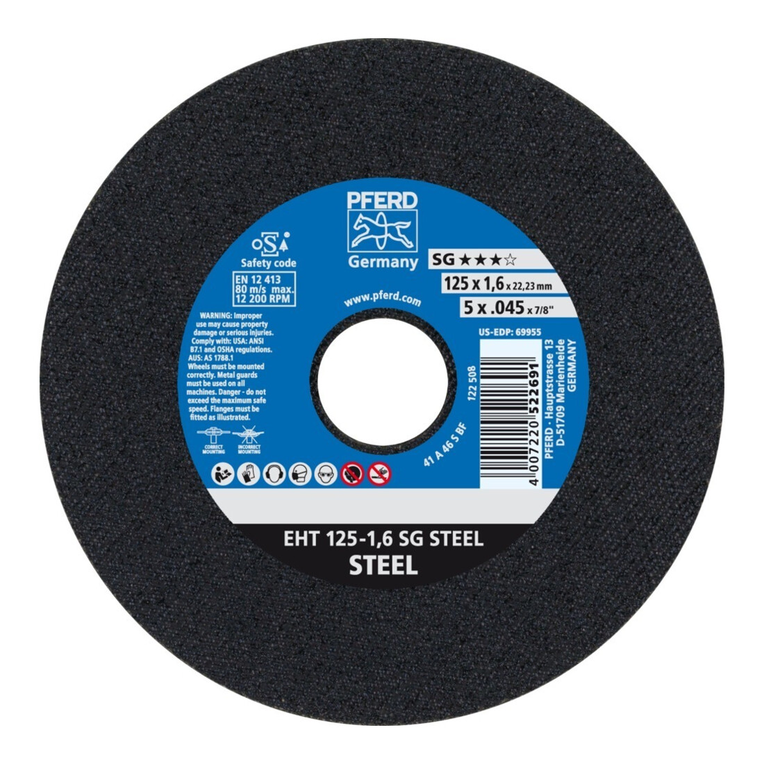 Pferd Trennscheibe gerade A46SSG 125x1,6mm