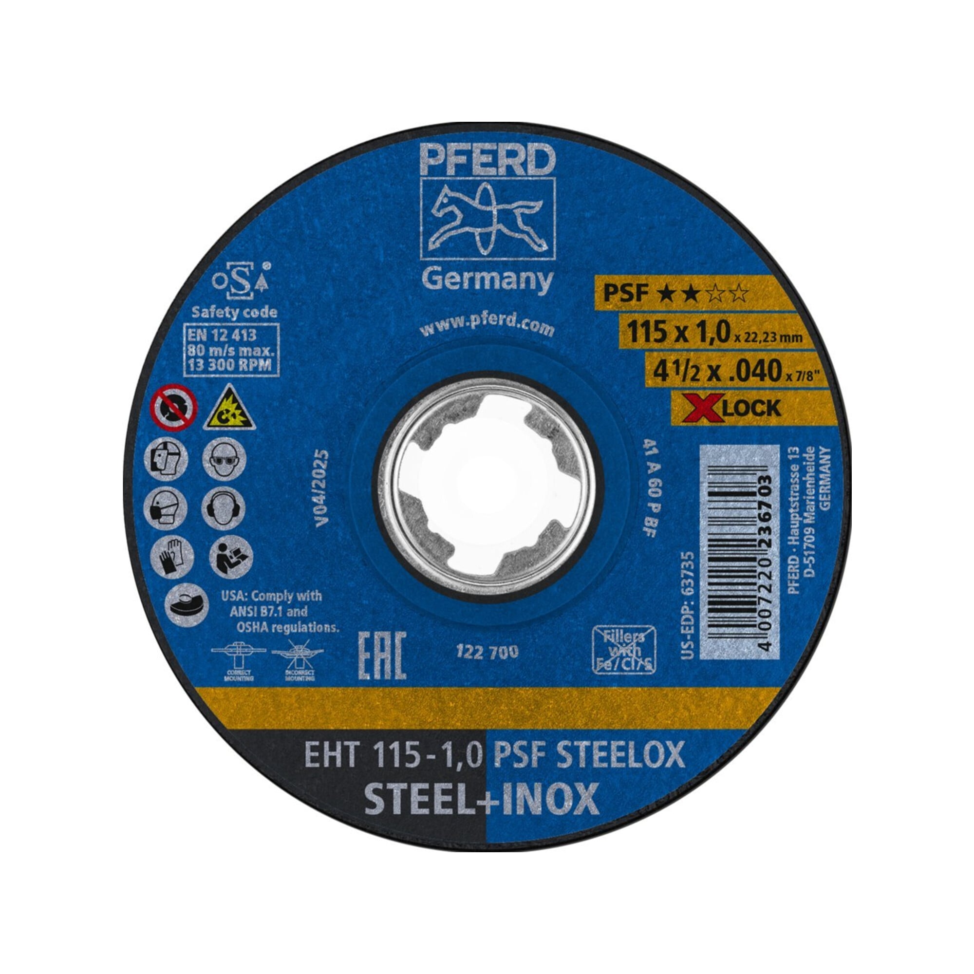 Pferd Trennscheibe PSF X-LOCK STEELOX 115x1mm