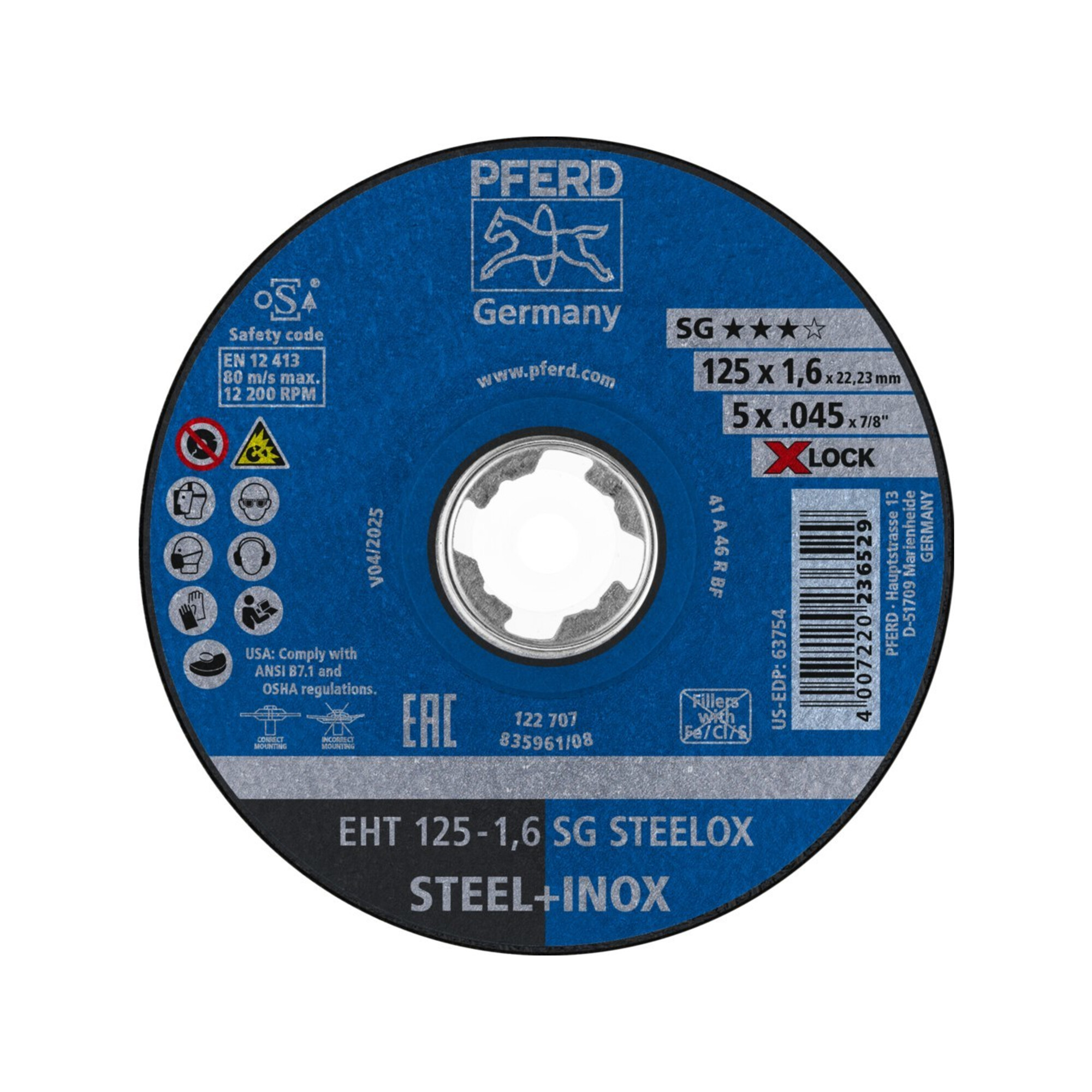 Pferd Trennscheibe SG X-LOCK STEELOX 125x1,6mm