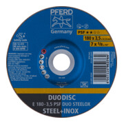PFERD DUODISC Trenn-/Schleif. E 180x3,5x22,23 mm gekr. Uni.-Linie PSF DUO STEELOX f. Stahl/VA