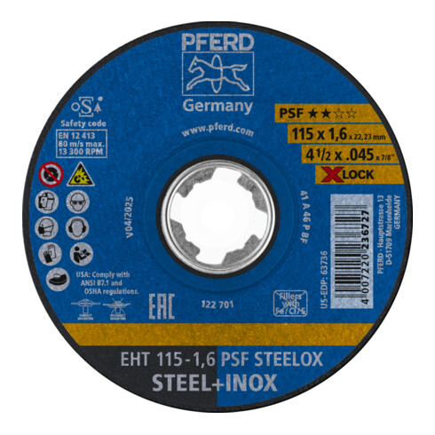 PFERD Trennscheiben EHT 115-1,6 PSF STEELOX/X-LOCK