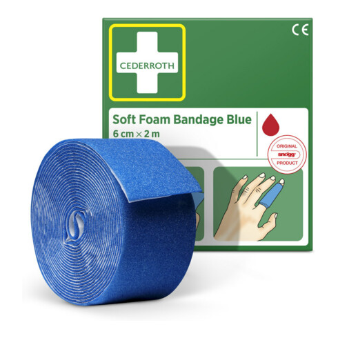 Pflaster u.Bandage Soft Foam selbsthaftend elastisch,blau Rl.6cmx2m CEDERROTH