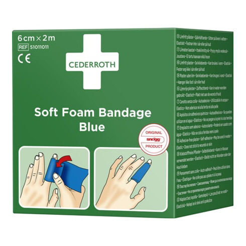 Pflaster u.Bandage Soft Foam selbsthaftend elastisch,blau Rl.6cmx2m CEDERROTH