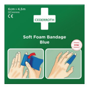 Pflaster u.Bandage Soft Foam selbsthaftend elastisch,blau Rl.6cmx4,5m CEDERROTH