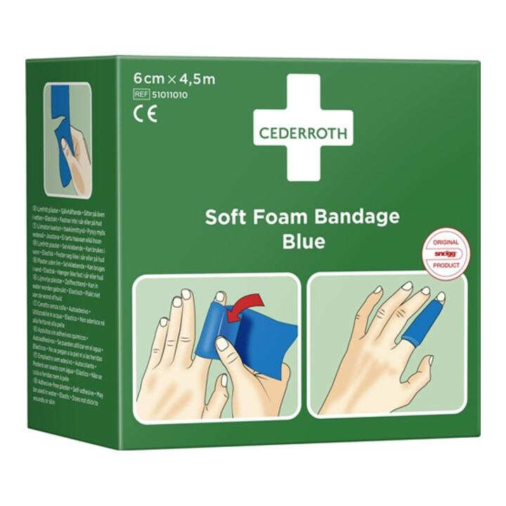 Pflaster u.Bandage Soft Foam selbsthaftend elastisch,blau Rl.6cmx4,5m CEDERROTH