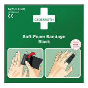 Pflaster u.Bandage Soft Foam selbsthaftend elastisch,schw. Rl.6cmx4,5m CEDERROTH