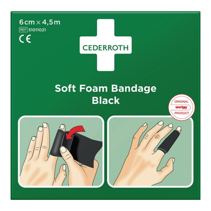 Pflaster u.Bandage Soft Foam selbsthaftend elastisch,schw. Rl.6cmx4,5m CEDERROTH