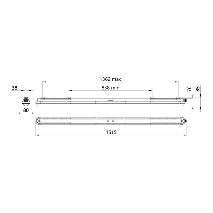 Philips LED-Feuchtraumleuchte WT120C 1500mm IP66 21,5W 4000K
