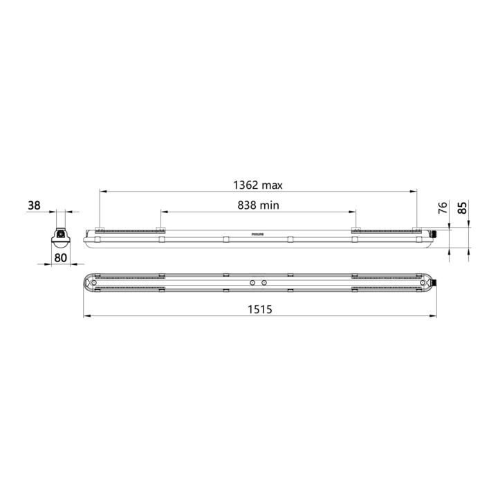 Philips LED Luminaire pour locaux humides WT120C 840 L1500mm