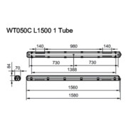 Philips Lighting Feuchtraumleuchte f. 1 LED-Tube WT050C 1xTLED L1500-4