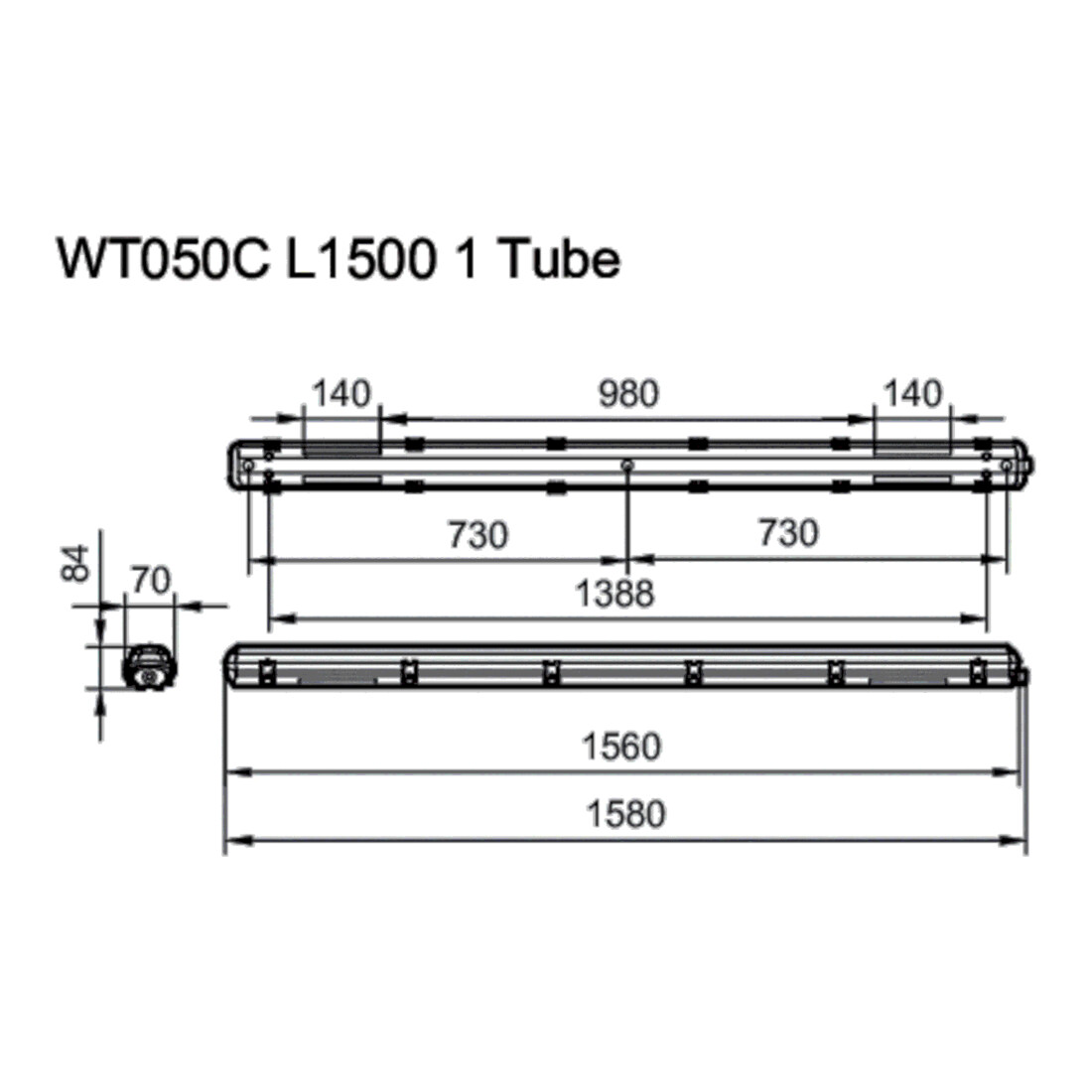 Philips Lighting Feuchtraumleuchte f. 1 LED-Tube WT050C 1xTLED L1500