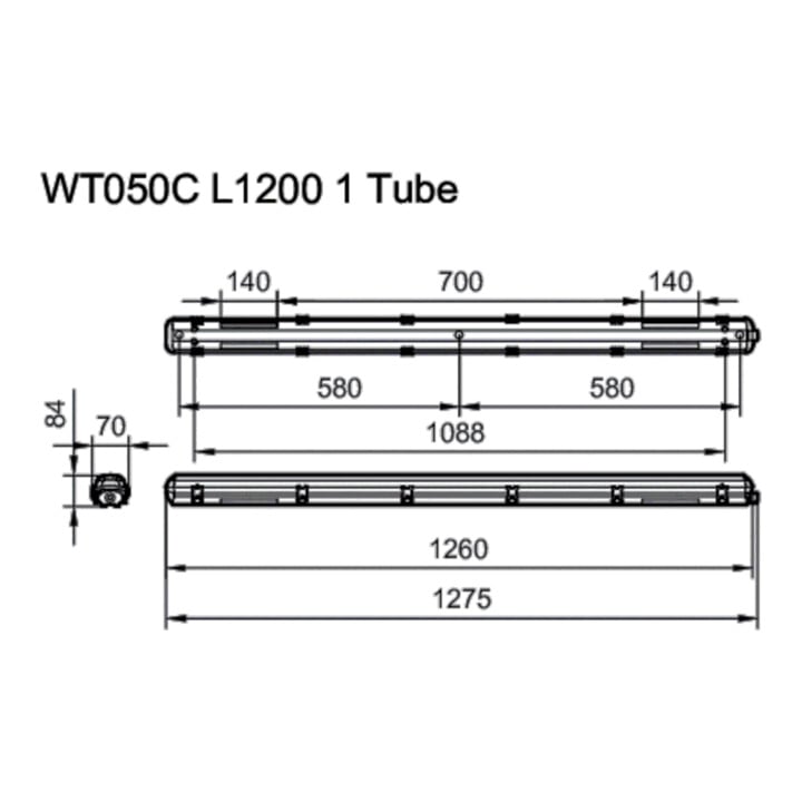 Philips Lighting Feuchtraumleuchte f. 1x LED-Tube WT050C 1xTLED L1200