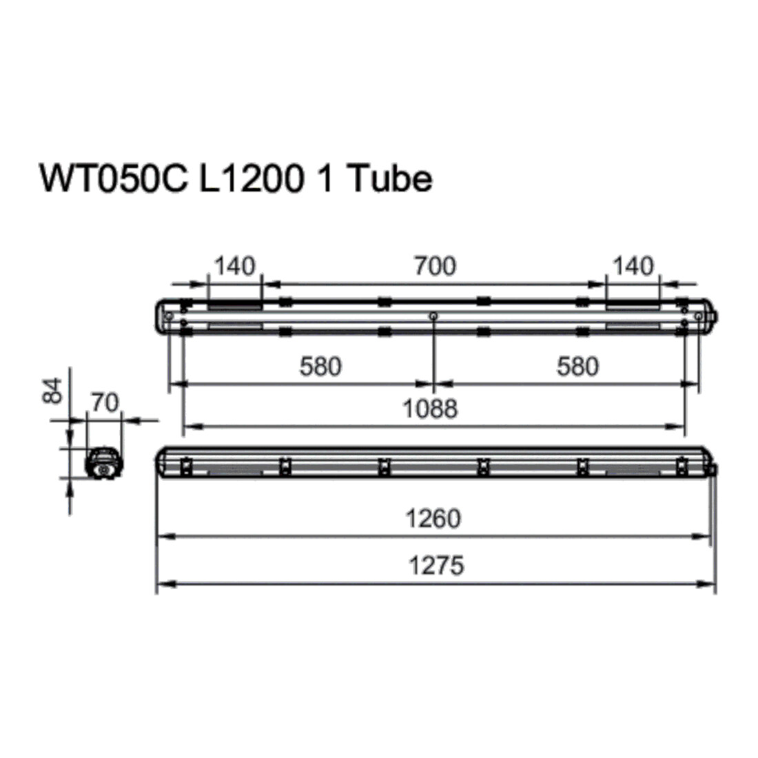 Philips Lighting Feuchtraumleuchte f. 1x LED-Tube WT050C 1xTLED L1200