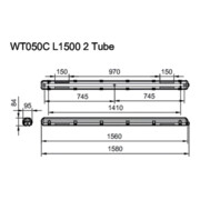 Philips Lighting Feuchtraumleuchte f. 2 LED-Tubes WT050C 2xTLED L1500-4