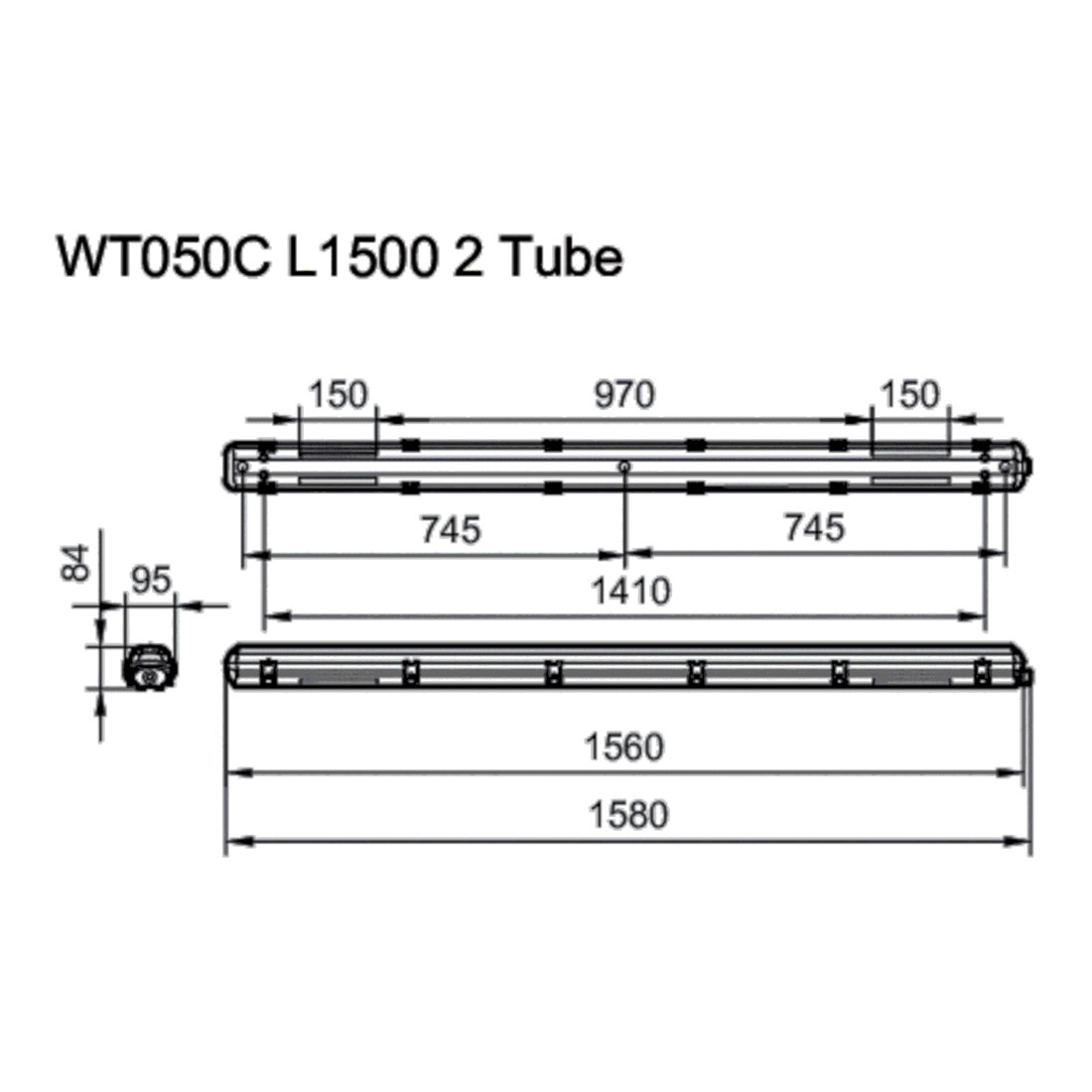 Philips Lighting Feuchtraumleuchte f. 2 LED-Tubes WT050C 2xTLED L1500