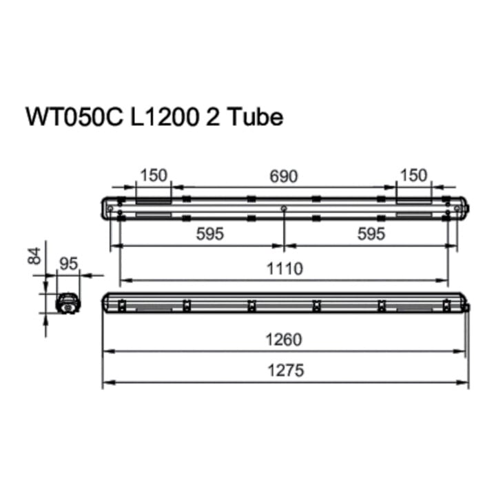 Philips Lighting Feuchtraumleuchte f. 2x LED-Tubes WT050C 2xTLED L1200