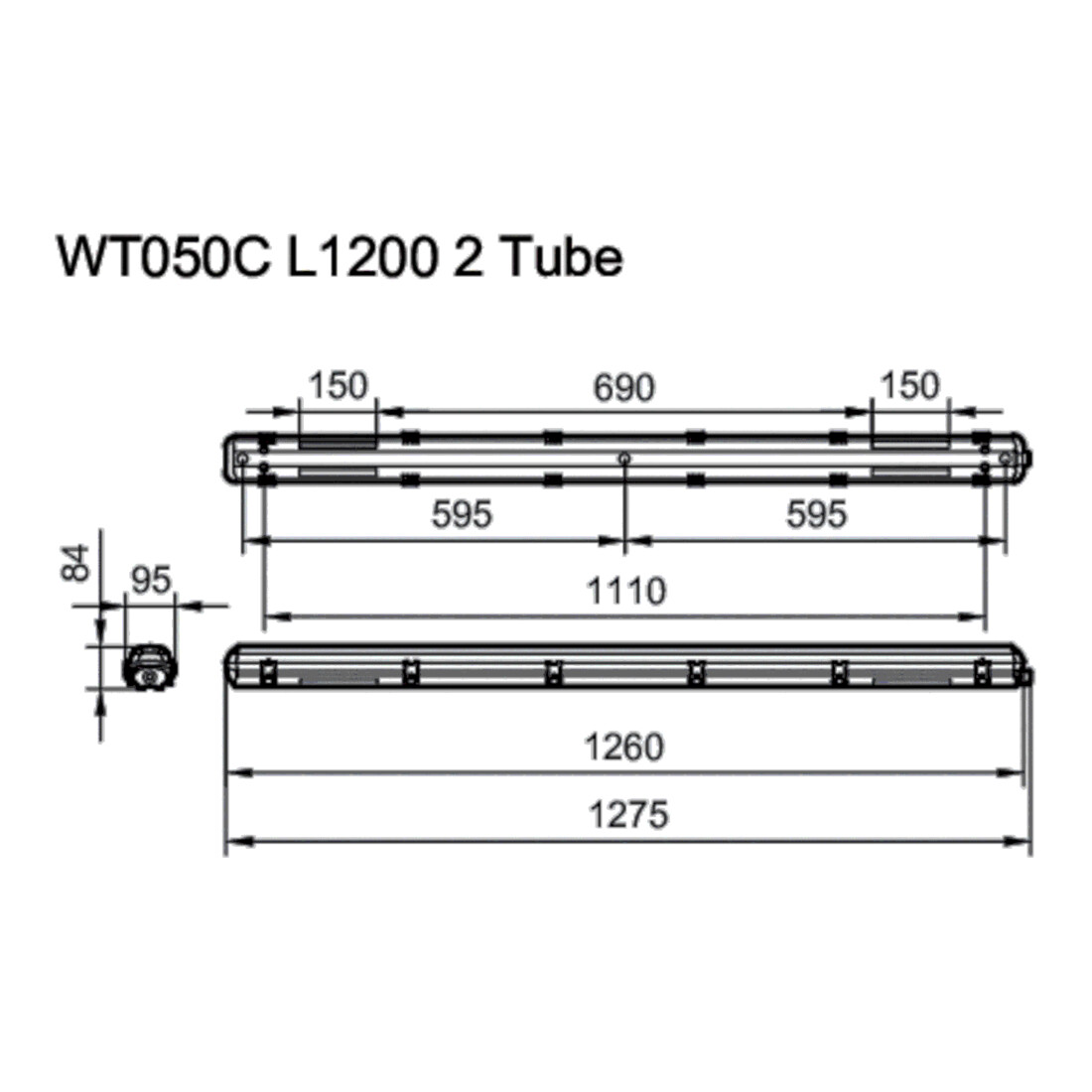 Philips Lighting Luminaire pour pièce humide pour 2x tubes LED WT050C 2xTLED L1200