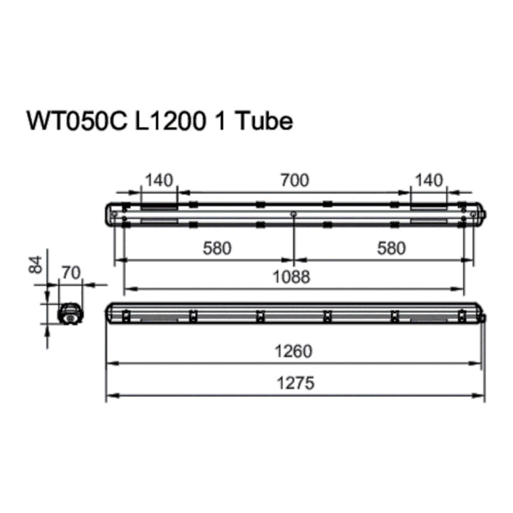 Philips Lighting Luminaire pour pièces humides pour 1 tube LED WT050C 1xTLED L1200