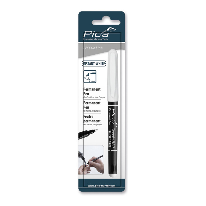 Pica Feutre INSTANT WHITE 1-2 mm blanc résistant à l'eau