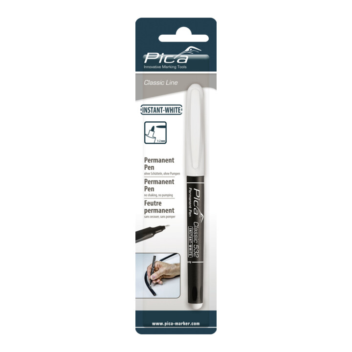 Pica Filzstift INSTANT WHITE 1-2mm weiß wasserfest