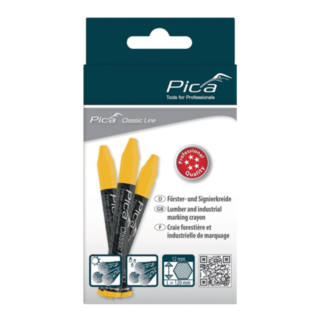 Pica-Marker Försterkreide PRO 12x120mm, gelb 590/44