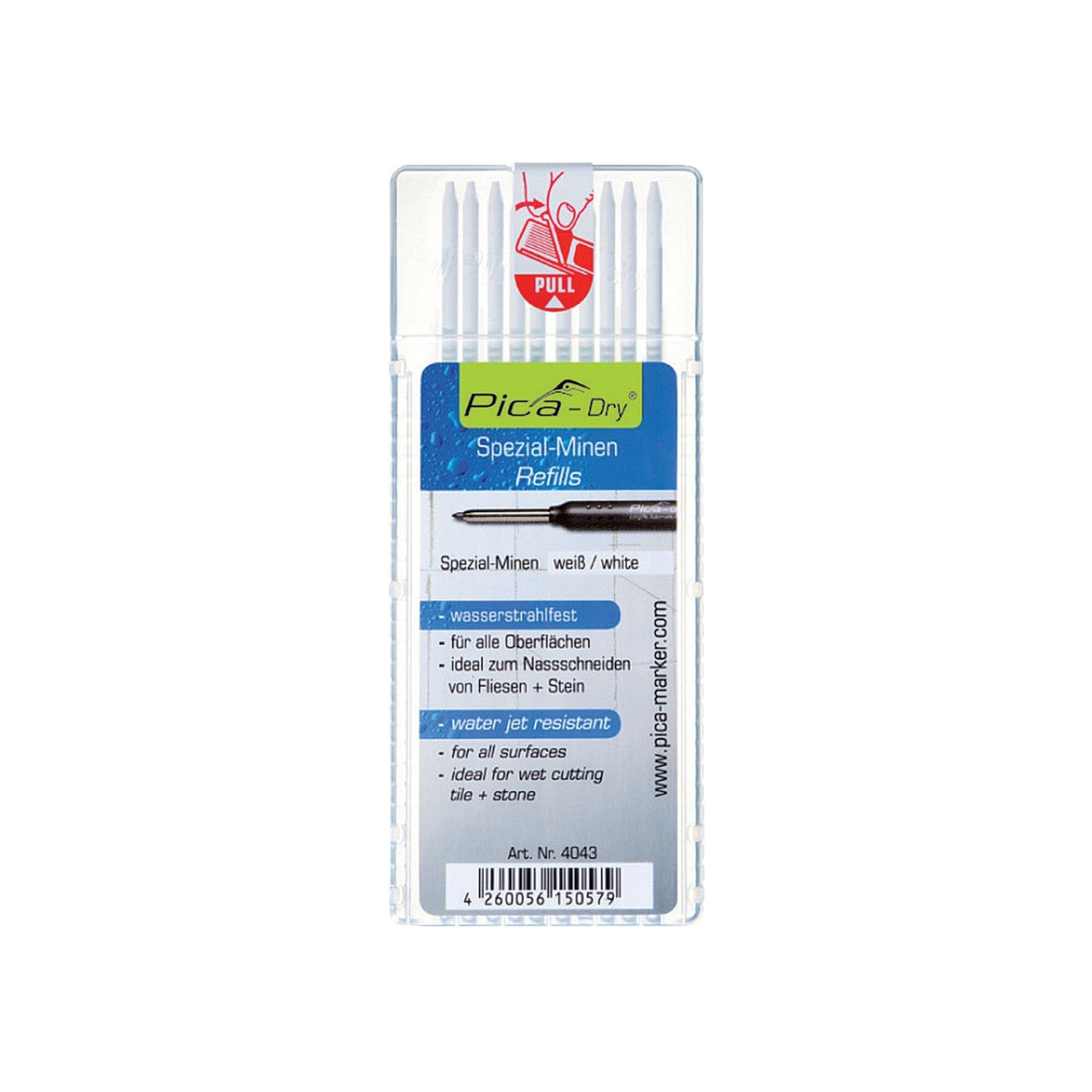 Pica - Marker Gerhard Möck Minenset 10 tlg. weiß wasserstrahlfest Pica Dry 4043