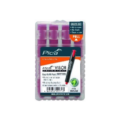 Pica Minenset 4 tlg. rot wasserfeste Signierkreide Visor perman. Minen 991/40