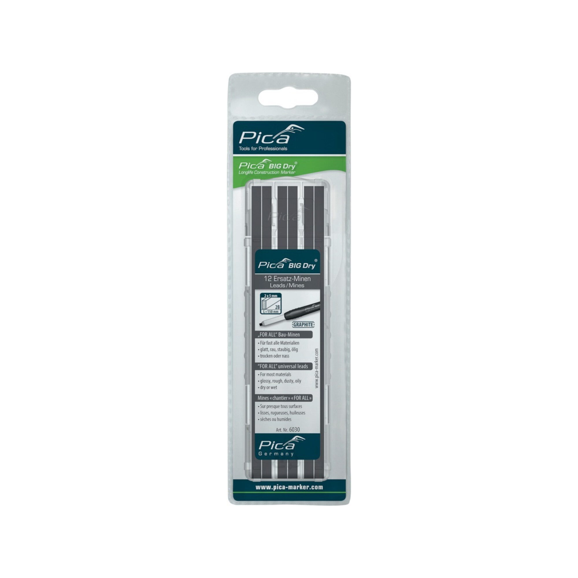 Pica Minenset f.Zimmermannsbleistift 12 teilig graphit BIG Dry 6030