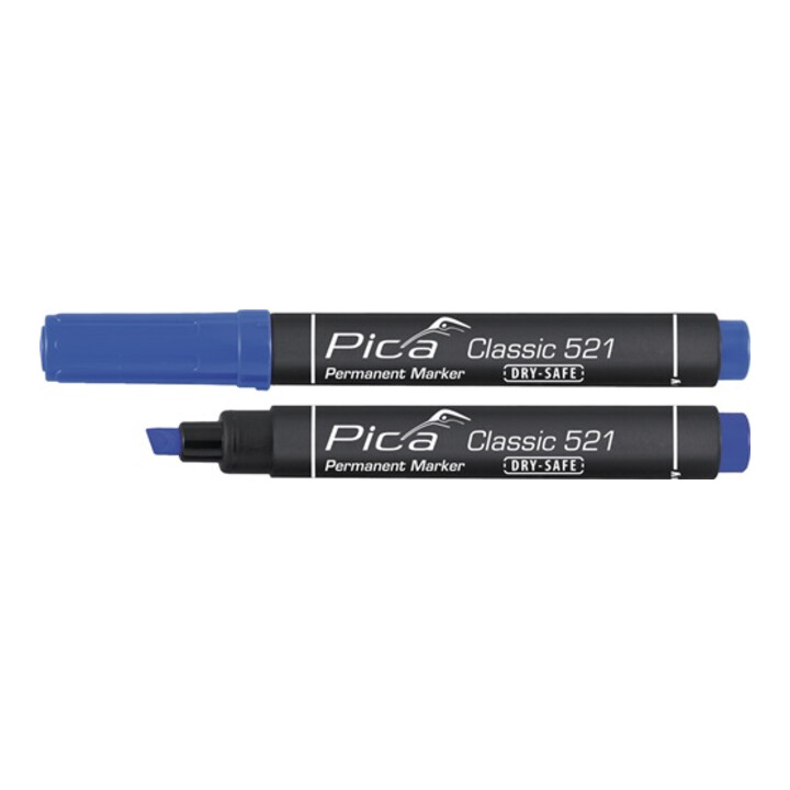 Pica Permanentmarker Classic INSTANT WHITE blau Strich-B.2-6mm Keilspitze