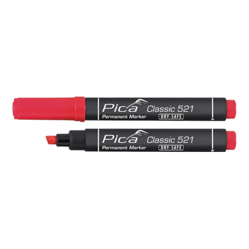 Pica Permanentmarker Classic INSTANT WHITE rot Strich-B.2-6mm Keilspitze