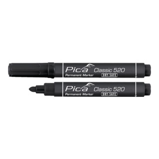 Pica Permanentmarker Classic INSTANT WHITE schwarz Strich-B.1-4mm Rundspitze