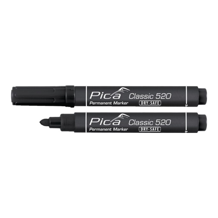 Pica Permanentmarker Classic INSTANT WHITE schwarz Strich-B.1-4mm Rundspitze