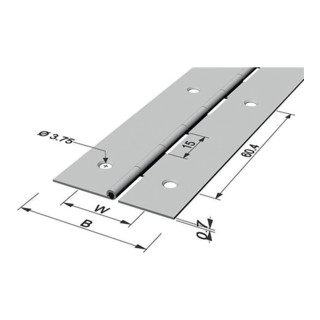Pickhardt & Gerlach Stangenscharnier Breite 32mm vermessingt mit Aufhänger Eisen vermessingt
