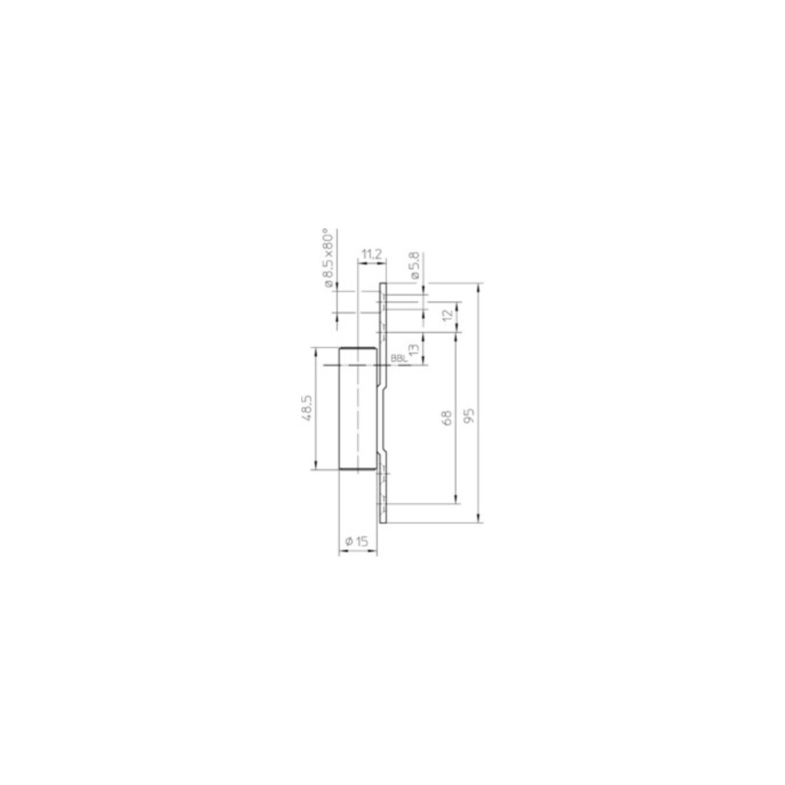 Pièce de dormant V 8000 WF ASR STA nickelé 3 parties huisserie métallique paumelle à visser