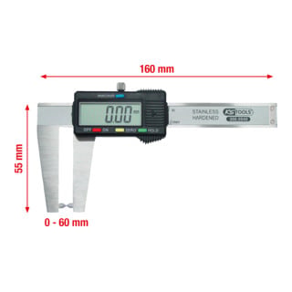 Pied à coulisse KS Tools digital pour disques de frein 0 - 60 mm, 160mm