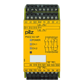 Pilz Dispositif d'arrêt d'urgence 24ACDC 3n/o 1n/c 1so PNOZ X3.10P, 777314
