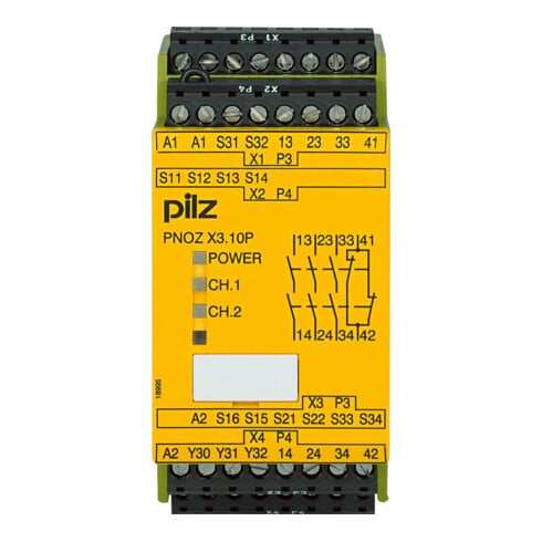 Pilz Not-Aus-Schaltgerät 24ACDC 3n/o 1n/c 1so PNOZ X3.10P, 777314