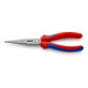 Pince à becs plats, ronds L. 200 mm poli droit gaines bicomposant KNIPEX