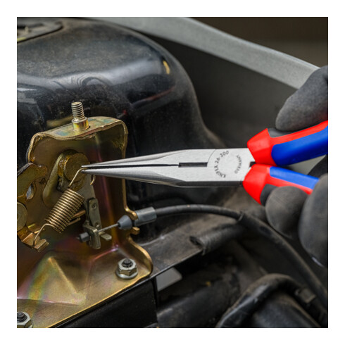 Pince à becs plats, ronds L. 200 mm poli droit gaines bicomposant KNIPEX