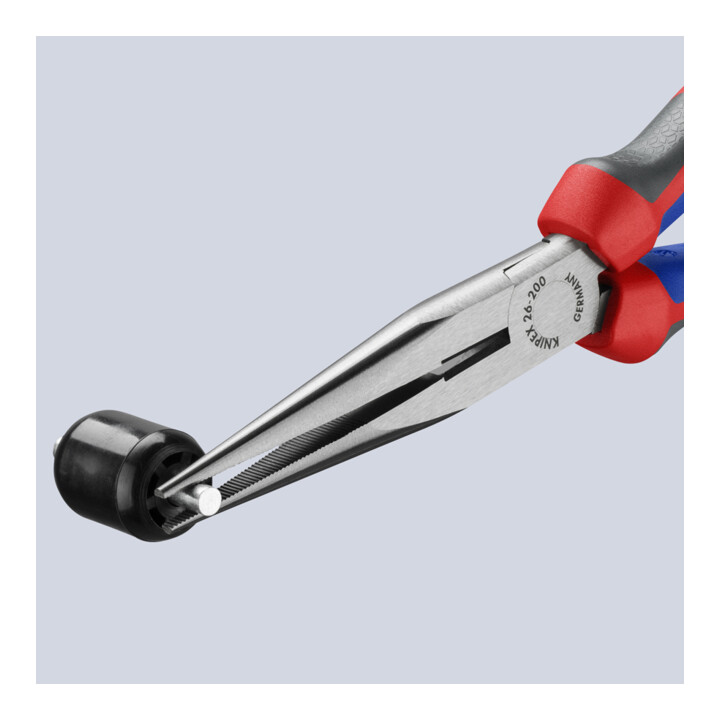 Pince à becs plats, ronds L. 200 mm poli droit gaines bicomposant KNIPEX