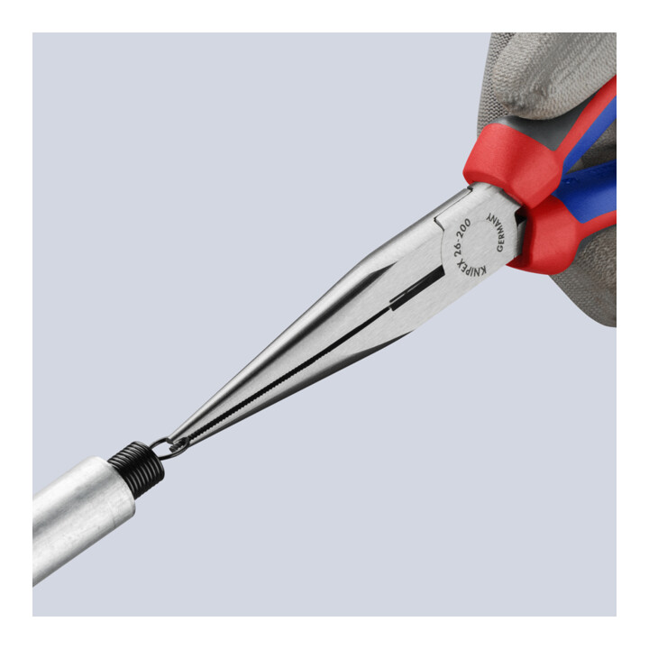 Pince à becs plats, ronds L. 200 mm poli droit gaines bicomposant KNIPEX