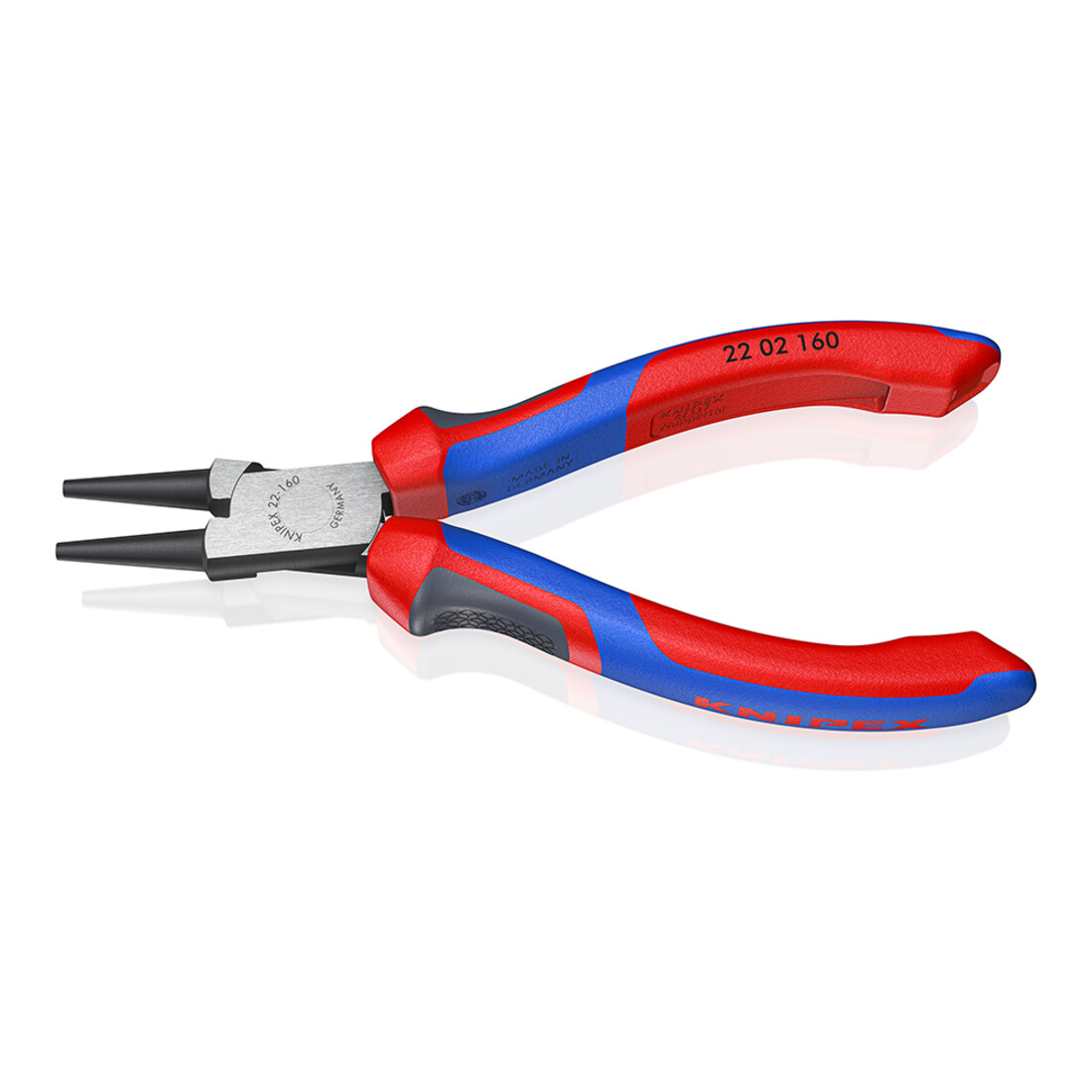Pince à becs ronds DIN ISO 5745 L. 160 mm tête polie gaines à 2 comp. KNIPEX